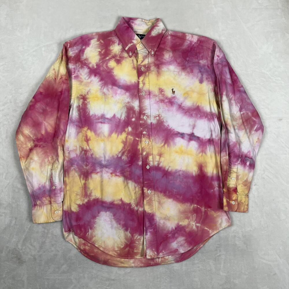 Ralph Lauren Shirt Mens Medium Multicolor Tie Dye Blake Long Sleeve Button Down